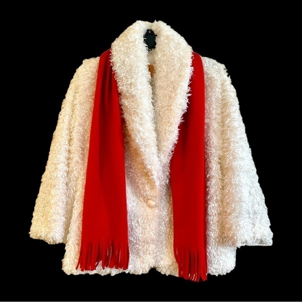 RUBY RD, WOMENS, COZY, WHITE TEDDY BEAR JACKET WITH SHAWL COLLAR. SIZE 16W